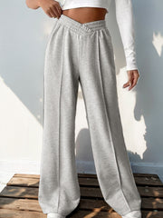 Casual Elastic V-shaped High-waisted Splicing Wide-leg Pants