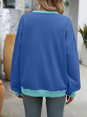 Solid Color Round Neck Fork Loose Sweatshirt Sweater