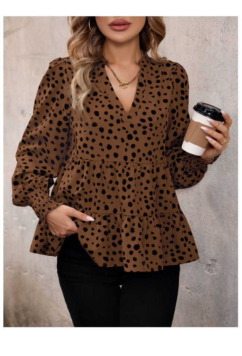 Long Sleeve Leopard Print Shirt Women's