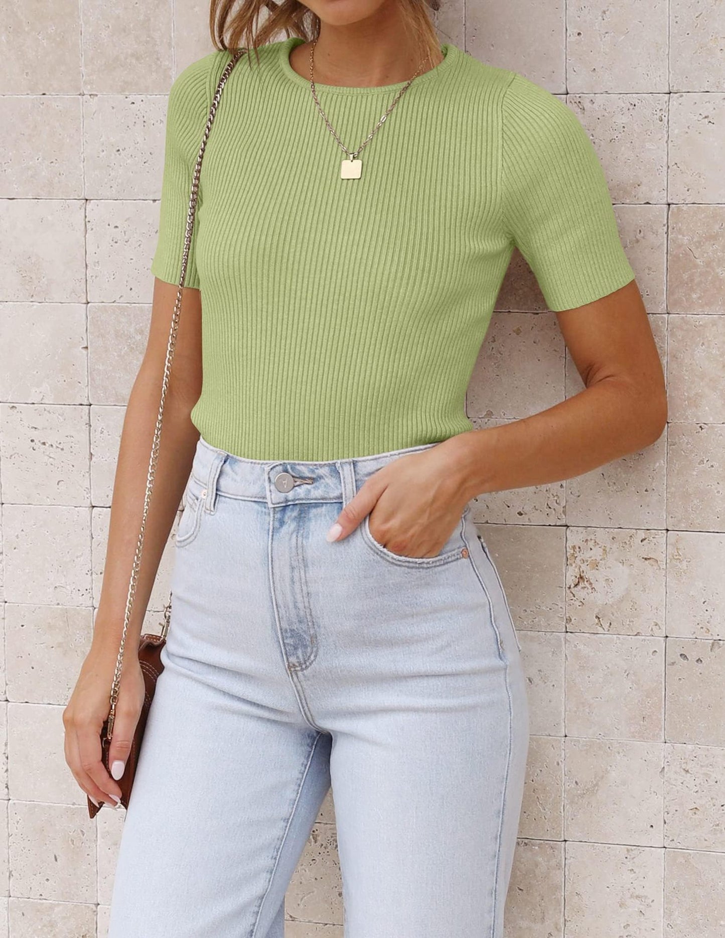 Solid Color Crew Neck Bottoming Tight Basic Sweater