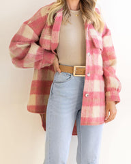 Women's Plaid Mohair Coat Woolen Thick Coat