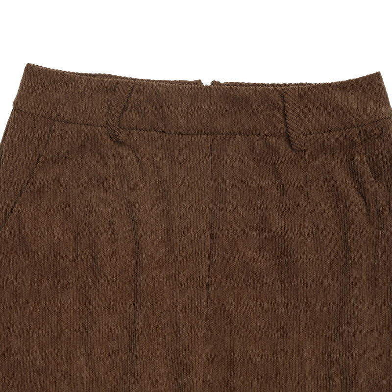 Vintage Corduroy Skirt with Split Ends Versatile