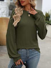 Women Loose Casual Pit Strip Long-sleeved Sweater