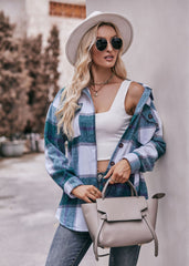 Women's Plaid Jacket Casual Loose Pocket Shirt