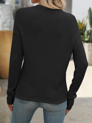 Women's Crew Neck Long Sleeve Knitted Thick Stitch Casual Sweater