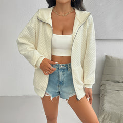 Women's Casual Loose Zip Cardigan Hooded Jacket