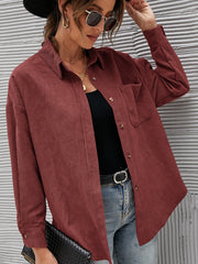 Women's Solid Color Loose Casual Corduroy Shirt