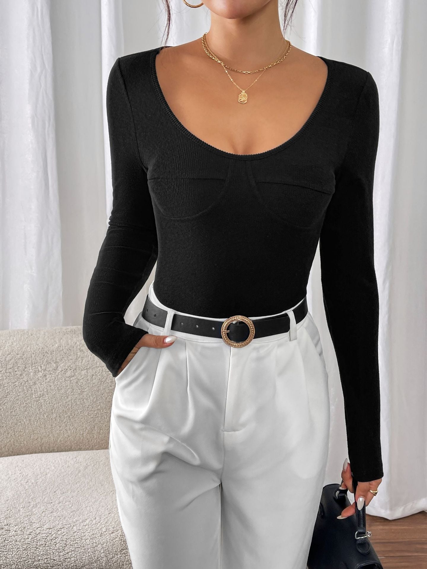 Long Sleeve Jumpsuit Women's Slim Pit Knitted Jumpsuit