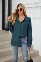 Women's Corduroy Lapel Long Sleeve Jacket