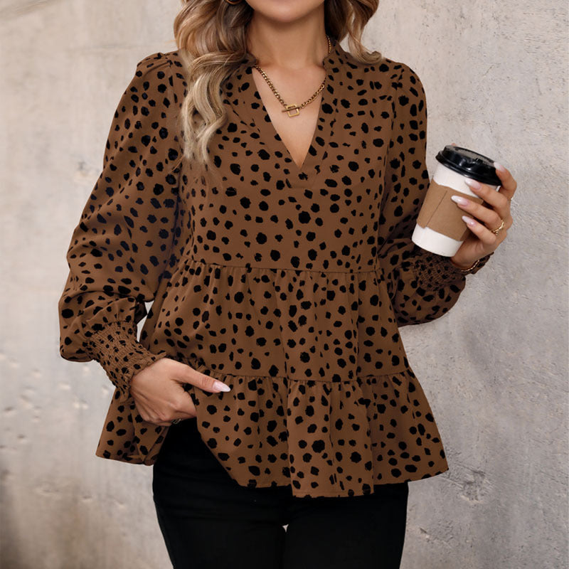 Long Sleeve Leopard Print Shirt Women's