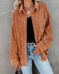 Women's Solid Color Loose Casual Corduroy Shirt