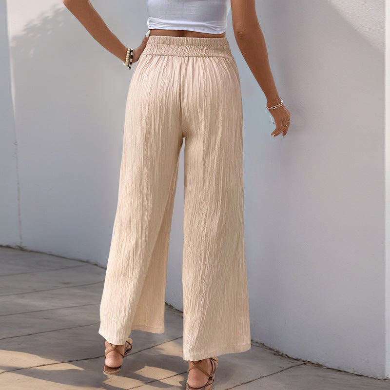 Pants Solid Color High Waist Wide Leg Pants