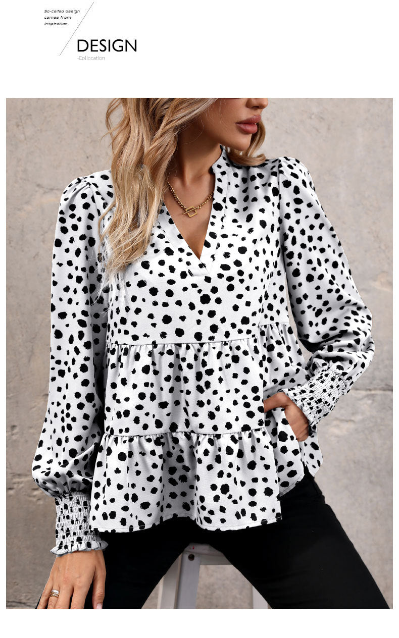 Long Sleeve Leopard Print Shirt Women's