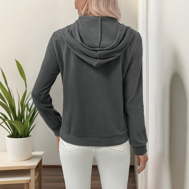 Beaded Hoodie Drawstring Long Sleeve Pullover Sweatshirt