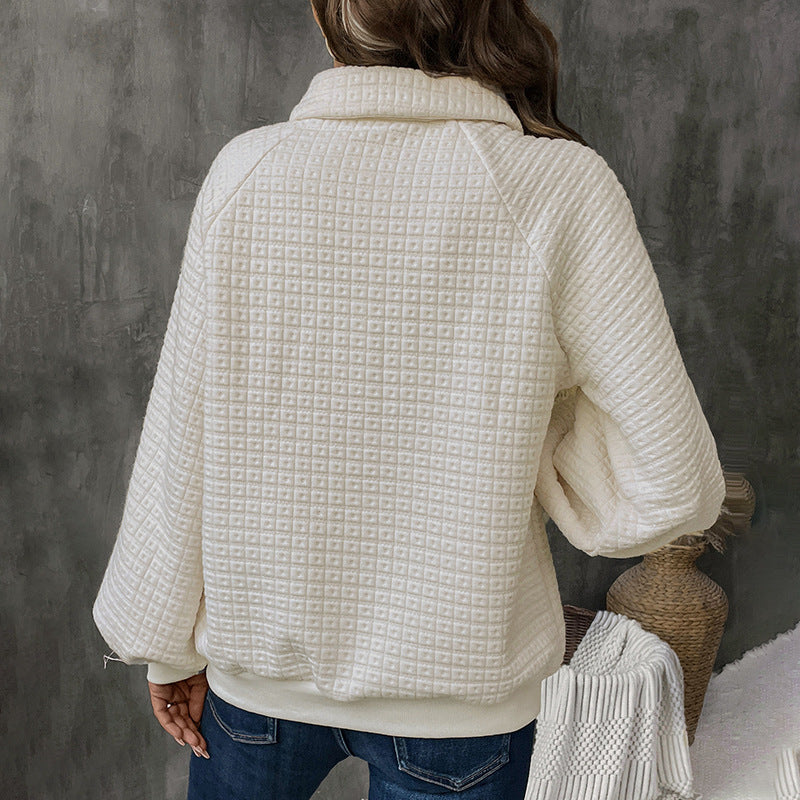 Loose Solid Color Texture Pullover Sweater