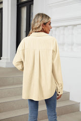 Women's Corduroy Lapel Long Sleeve Jacket