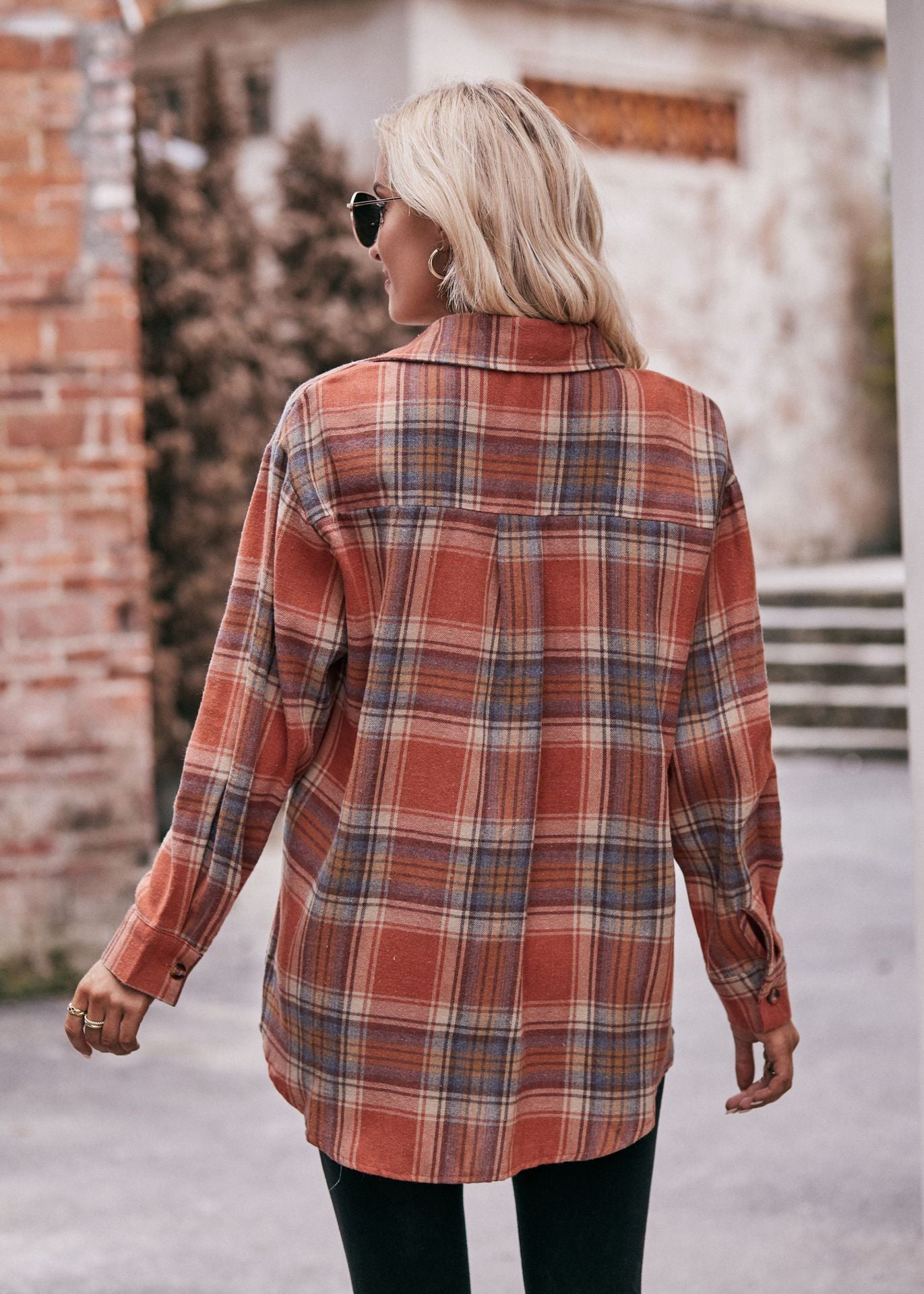 Women's Autumn and Winter Casual Fashion Oversized Loose Plaid Shirt