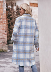 Women's Long Coat Mohair Plaid Jacket