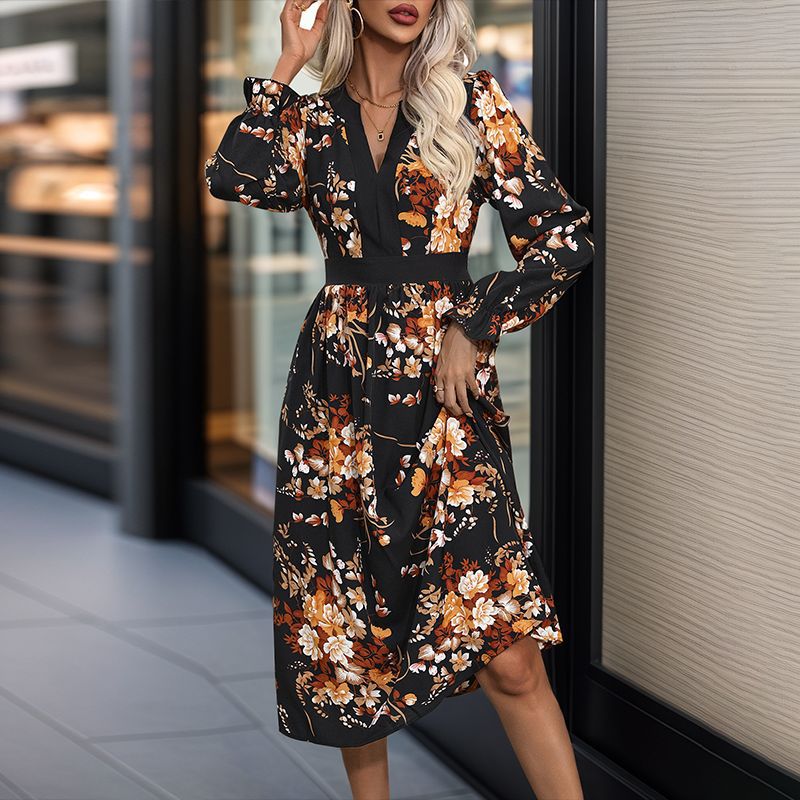 Women's Fashion Printed Medium and Long Dress