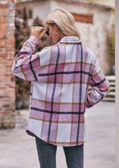 Women's Plaid Jacket Casual Loose Pocket Shirt