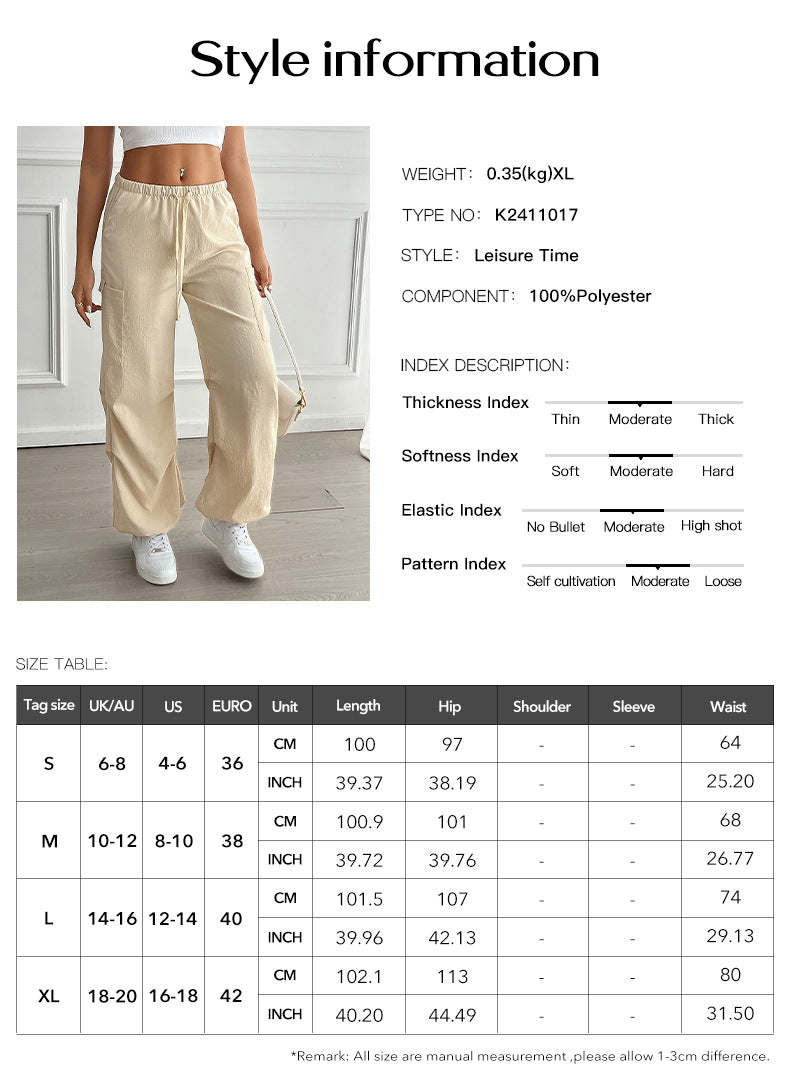 High Waisted Satin Cargo Pants Wide Leg Trousers