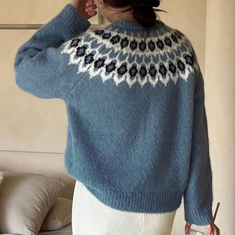 Women's Ethnic Style Pullover Sweater Versatile Knitted Sweater