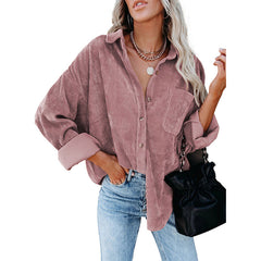 Women's Solid Color Loose Casual Corduroy Shirt