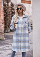 Women's Long Coat Mohair Plaid Jacket