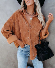 Women's Solid Color Loose Casual Corduroy Shirt