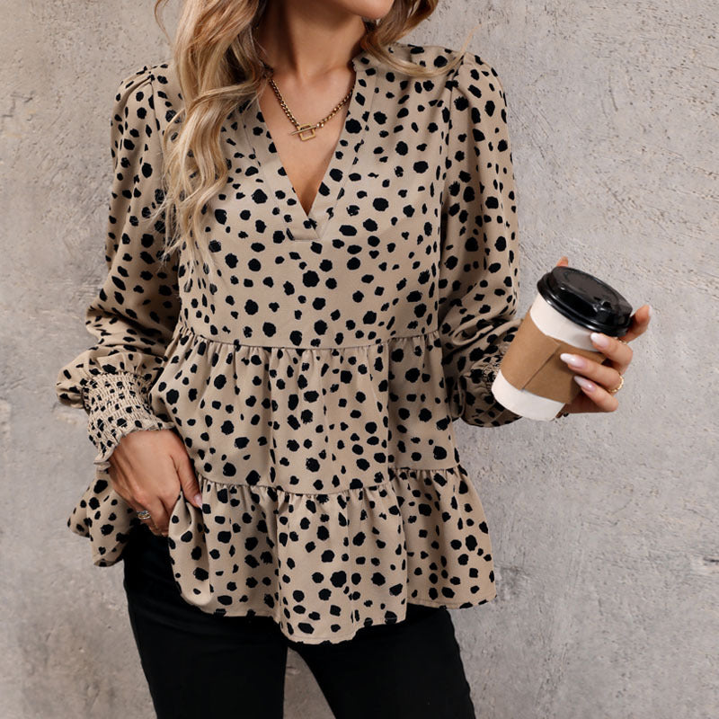 Long Sleeve Leopard Print Shirt Women's