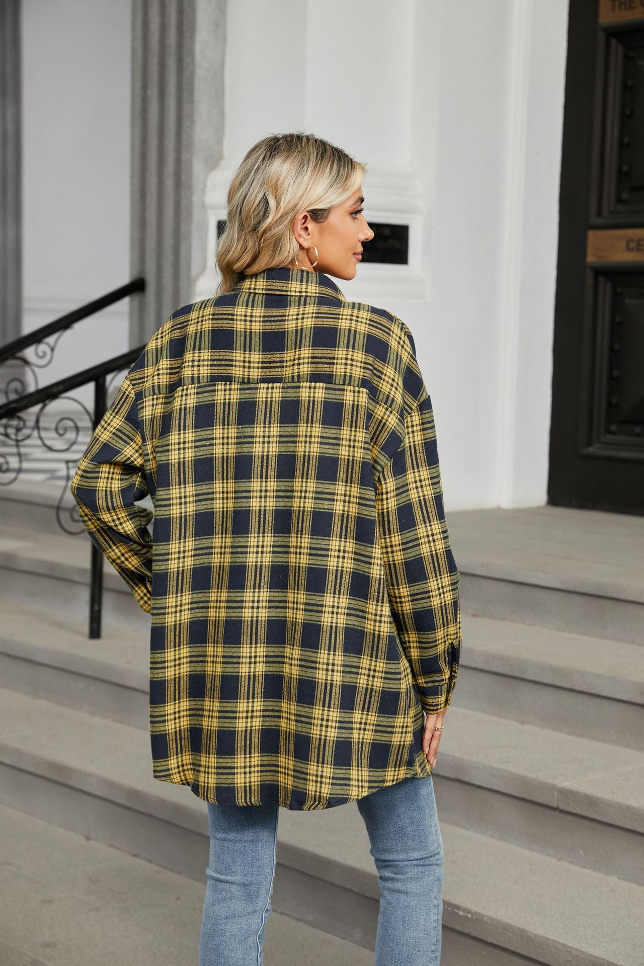 Women's Plaid Shirt Polished Long Sleeve Shirt