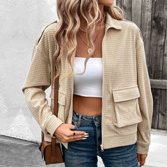 Women's Casual Texture Top Versatile Solid Color Coat