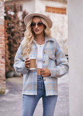 Women's Plaid Mohair Short Woolen Thick Coat