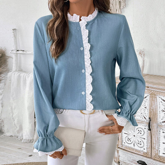 Women's Commuter Long-sleeved Shirt Lace Cardigan Top