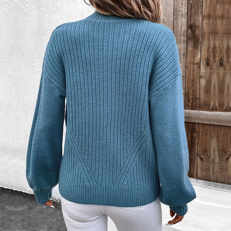 Women's Stand-up Collar Solid Color Cardigan Sweater Jacket