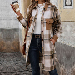 Women's Polished Plaid Long Coat