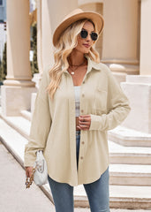 Women's Casual Loose Pocket Waffle Fashion Shirt