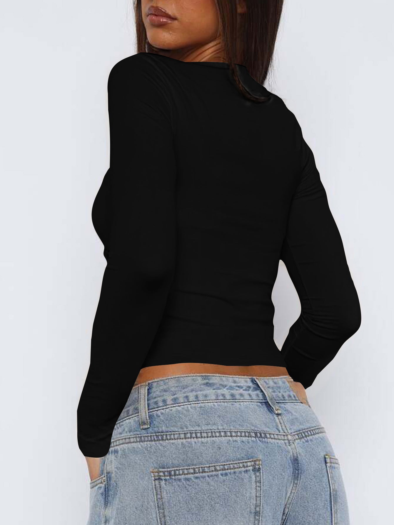 Long Sleeve V-Neck Sexy Knit Sweater Slim Tops