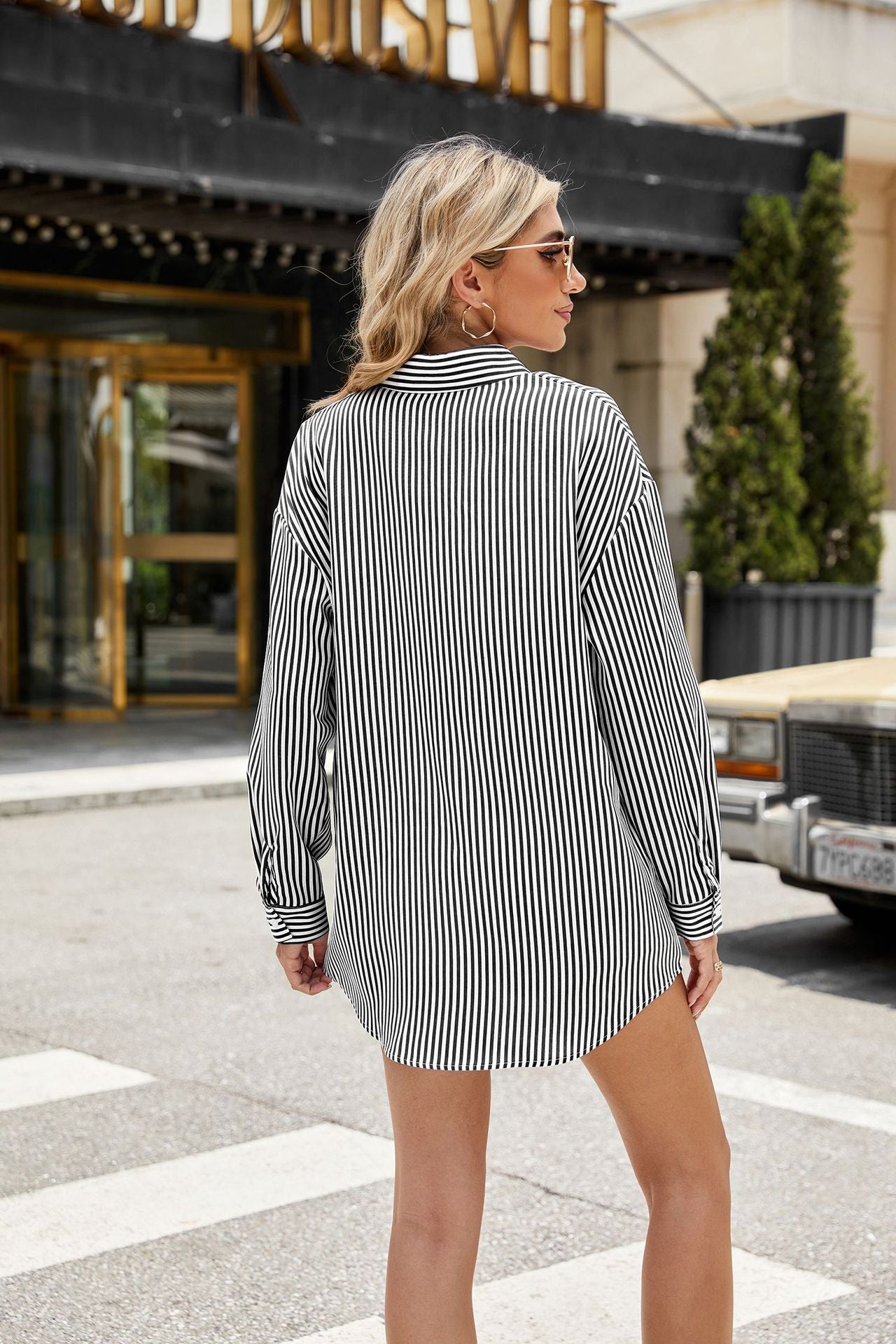 Oversized Striped Loose Long Sleeve Shirt