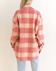 Women's Plaid Mohair Coat Woolen Thick Coat