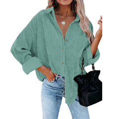 Women's Solid Color Loose Casual Corduroy Shirt