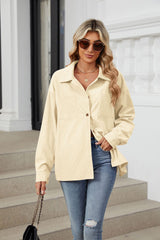 Women's Corduroy Lapel Long Sleeve Jacket