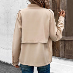 Women's Stand-up Collar Solid Color Jacket