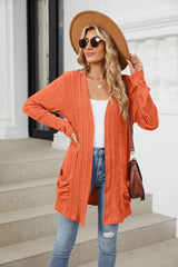 Solid Color Pit Strip Abraded Pocket Cardigan Long-sleeved Jacket