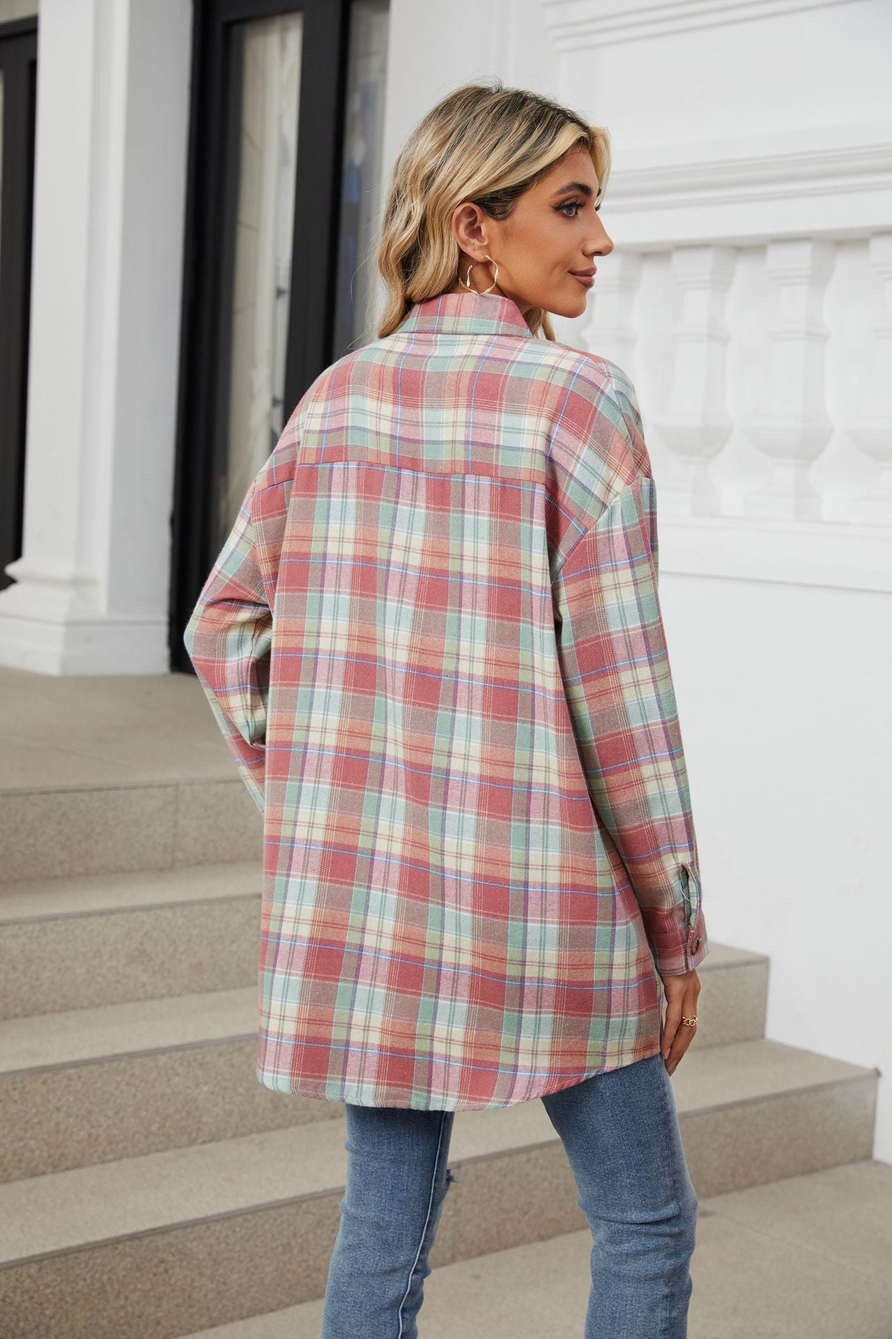 Women's Plaid Shirt Polished Long Sleeve Shirt