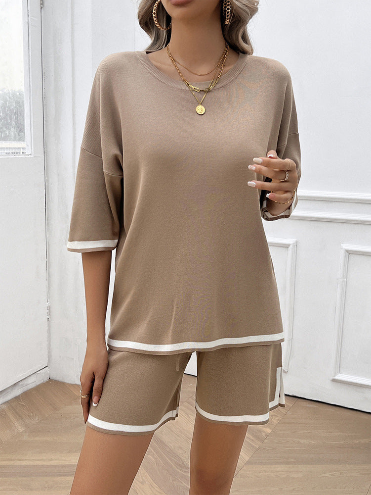 Women's Crew Neck Temperament Casual Sweater Set