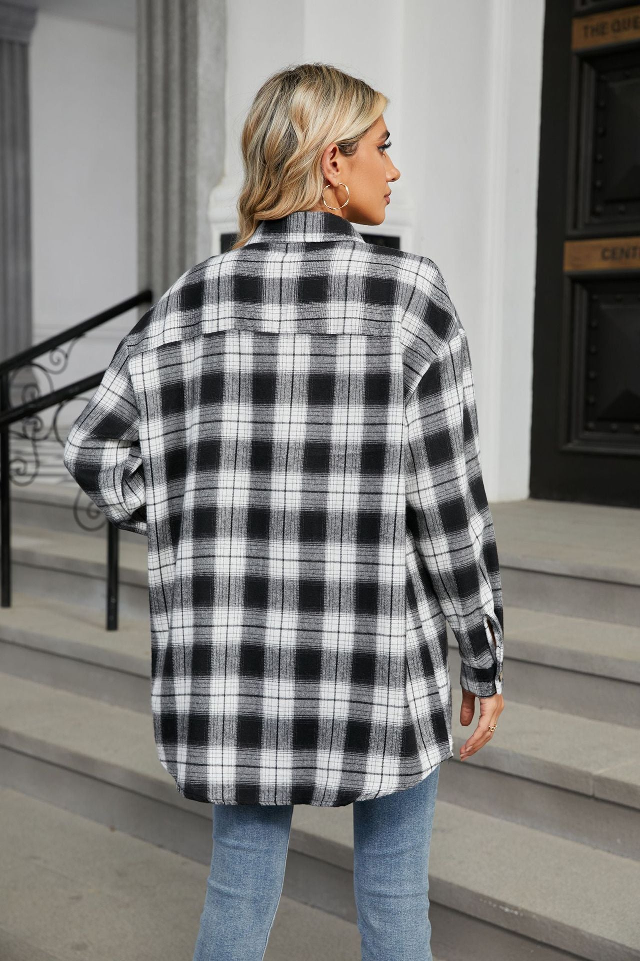 Women's Plaid Shirt Polished Long Sleeve Shirt