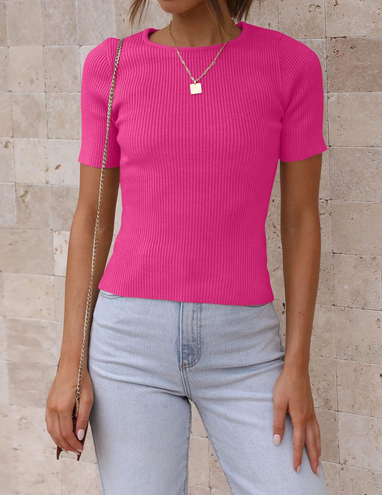 Solid Color Crew Neck Bottoming Tight Basic Sweater