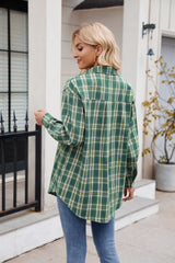 Women's  New Casual Fashion Loose Plaid Pocket Shirt