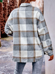 Women's Plaid Jacket Casual Loose Pocket Shirt